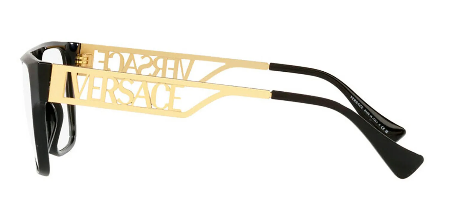 Versace VE 3326U GB1 Rectangle Plastic Black Eyeglasses with Logo Stamped Demo Lenses sold by Gaffos product image thumbnail 2
