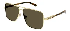 Gucci GUCCI LOGO GG 1289S 002 Square Metal Gold Sunglasses with Brown Lens sold by Gaffos