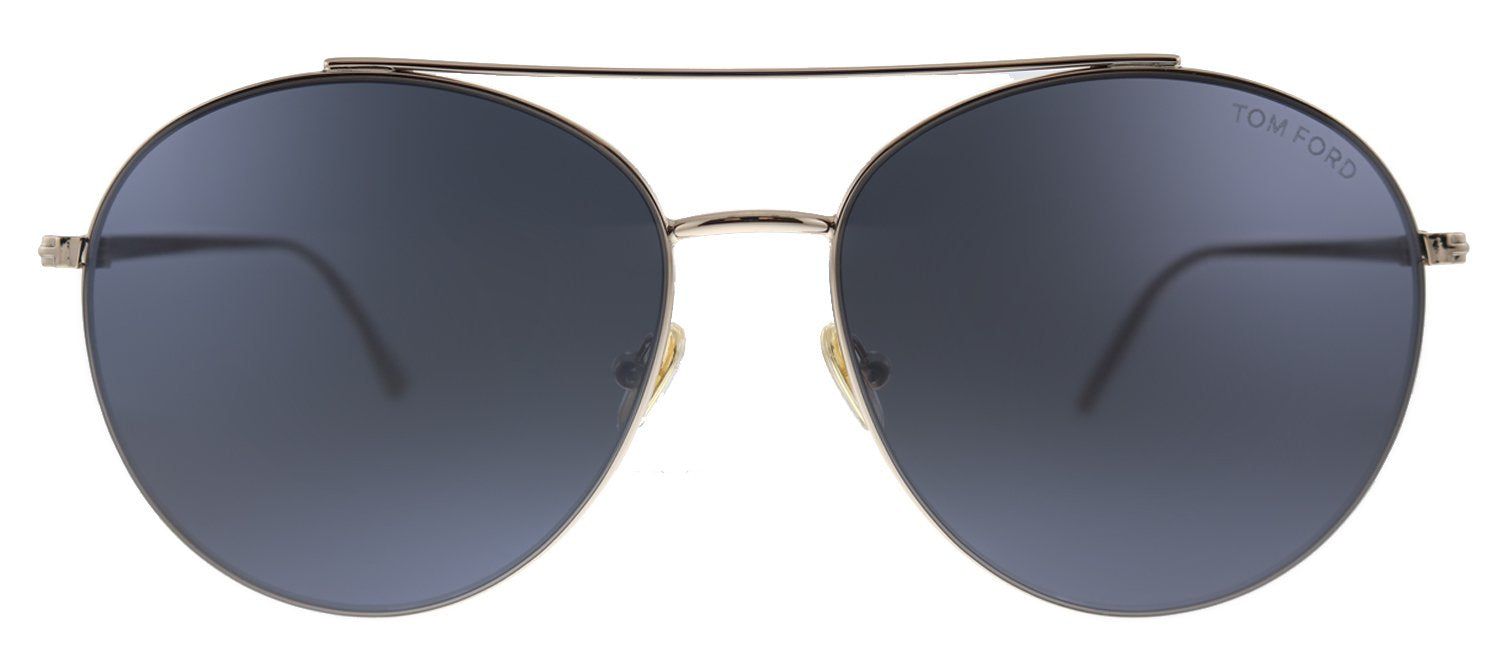 Tom Ford Cleo TF 757 28A Round Metal Shiny Rose Gold Sunglasses with Grey Lens sold by Gaffos