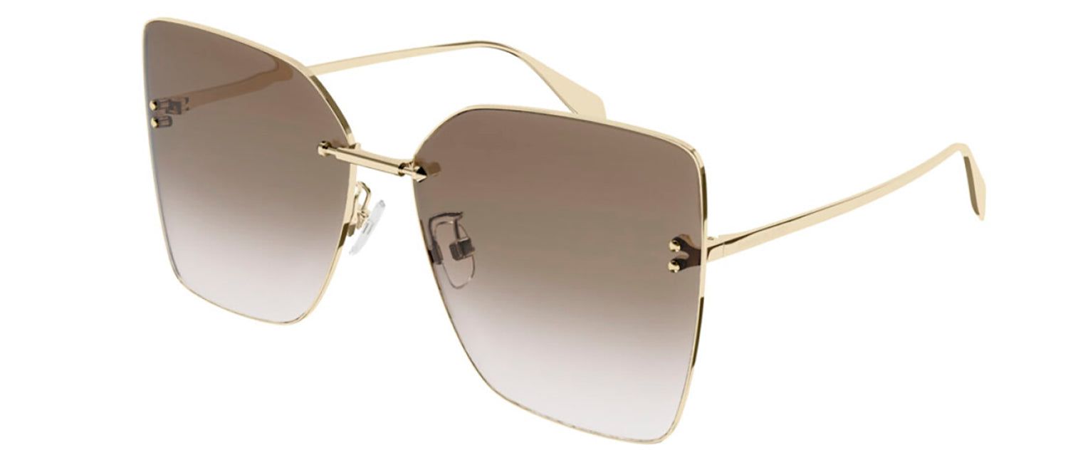 Alexander McQueen AM 0342S 002 Butterfly Metal Gold Sunglasses with Brown Gradient Lens sold by Gaffos