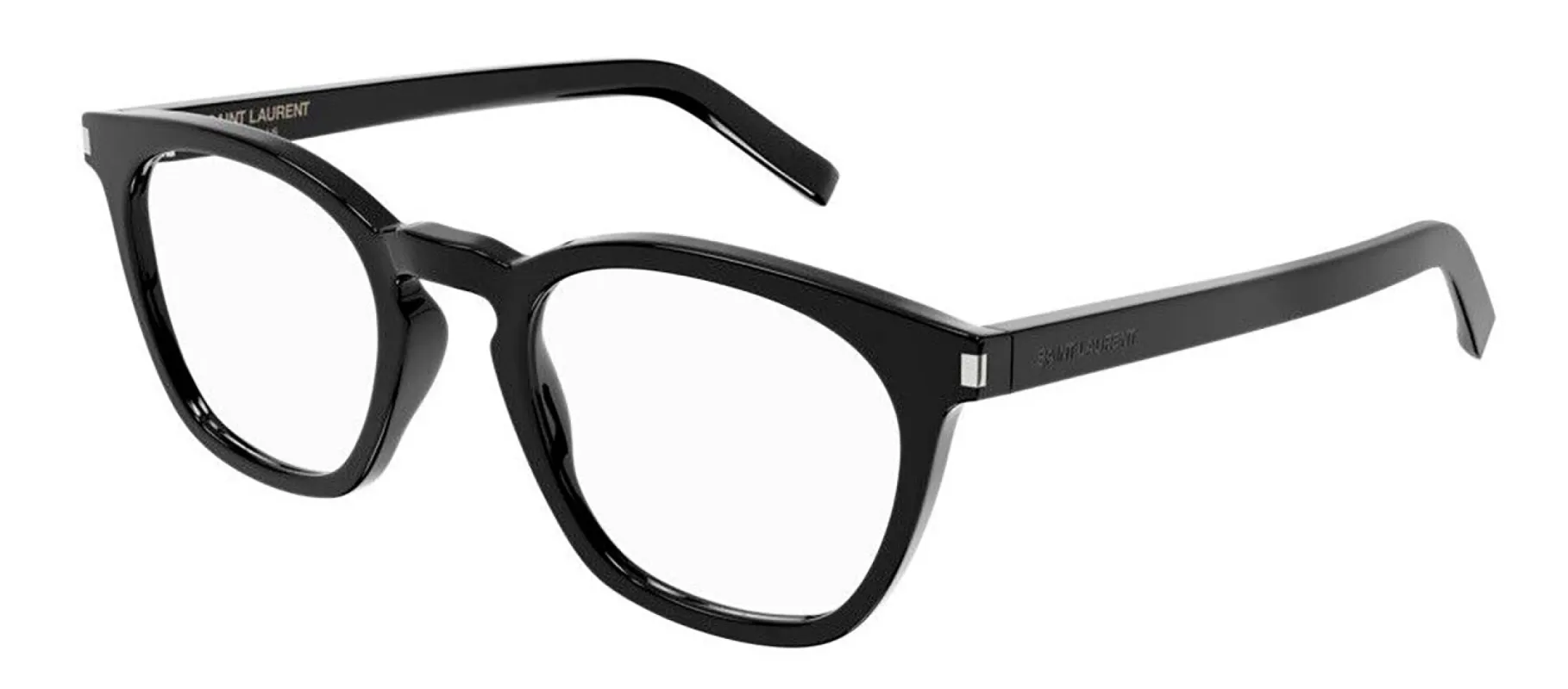 Saint Laurent SL 28 OPT 1 Square Plastic Black Eyeglasses with Logo Stamped Demo Lenses sold by Gaffos