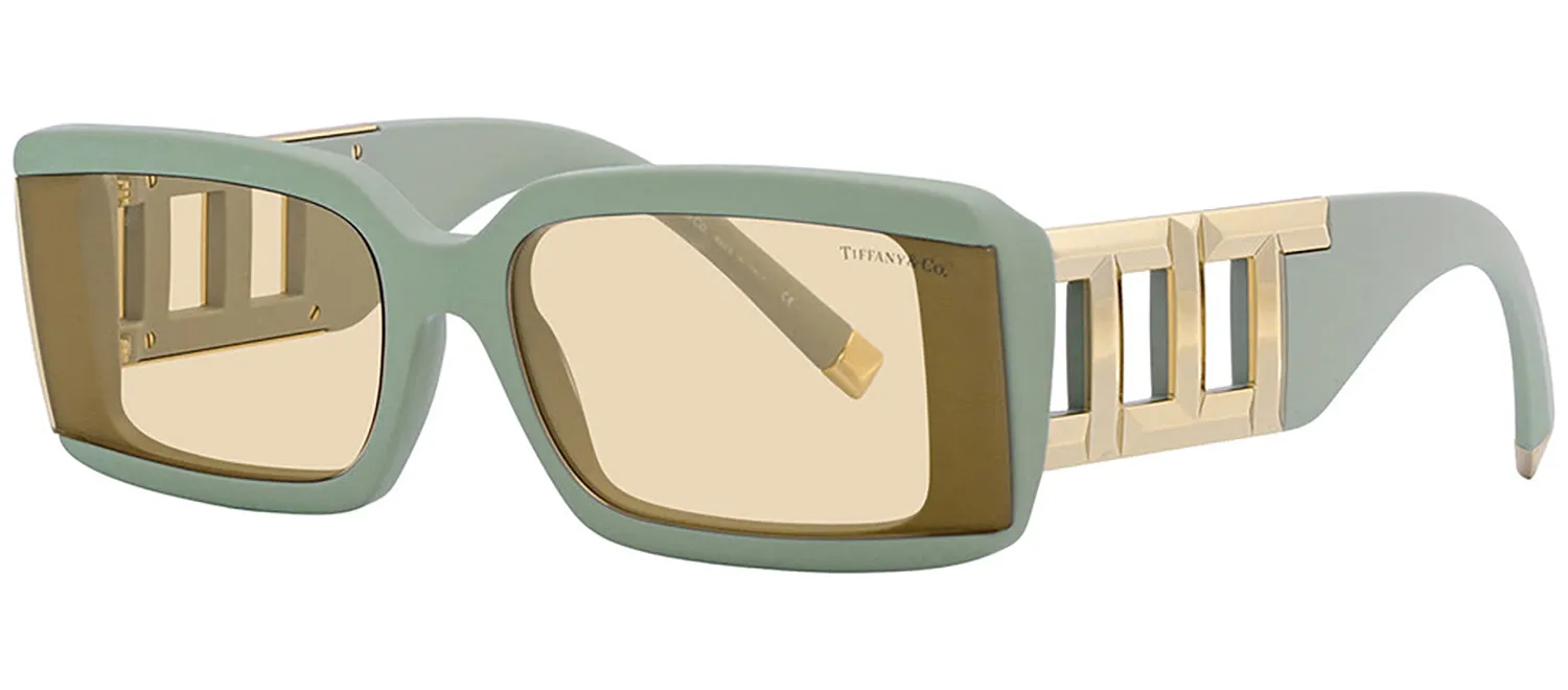 Tiffany & Co. TF 4197 8365/8 Rectangular Plastic Matte Sage Green Sunglasses with Light Yellow Solid Color Lens sold by Gaffos
