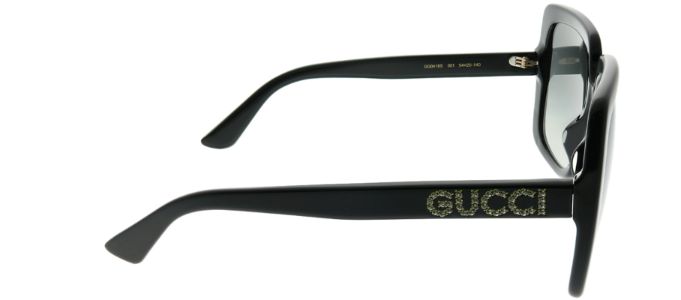 Gucci GG 0418S 001 Square Acetate Black Sunglasses with Grey Gradient Lens sold by Gaffos