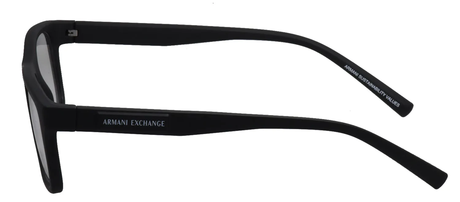 Armani Exchange AX 3115 8078 Rectangle Plastic Black Eyeglasses with Logo Stamped Demo Lenses sold by Gaffos product image thumbnail 4