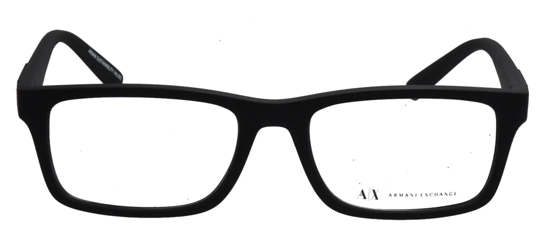 Armani Exchange AX 3115 8078 Rectangle Plastic Black Eyeglasses with Logo Stamped Demo Lenses sold by Gaffos