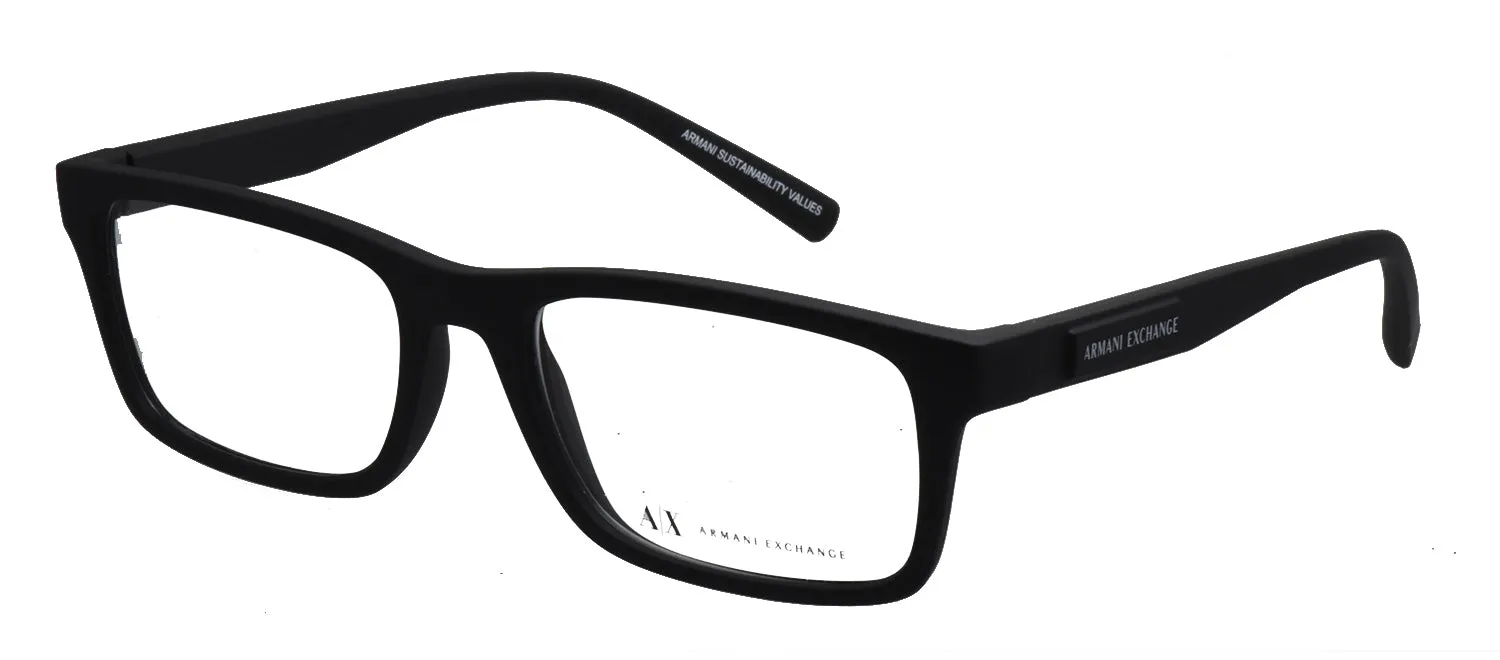 Armani Exchange AX 3115 8078 Rectangle Plastic Black Eyeglasses with Logo Stamped Demo Lenses sold by Gaffos product image thumbnail 2