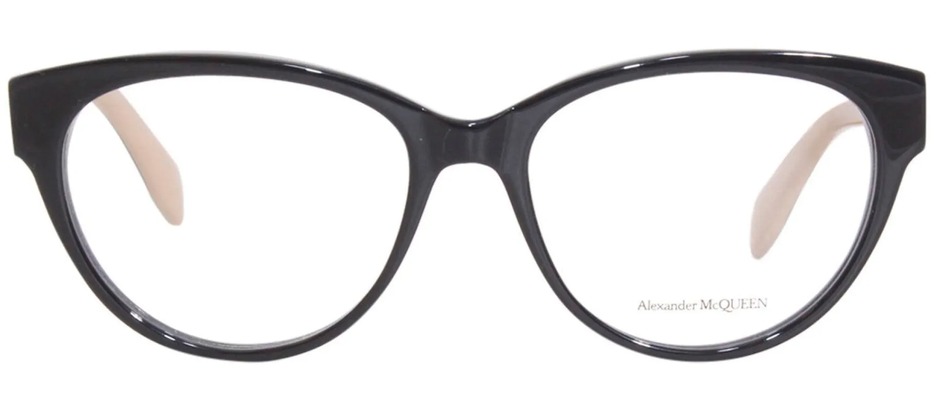 Alexander McQueen AM 0359O 004 Cat-Eye Plastic Black Eyeglasses with Logo Stamped Demo Lenses sold by Gaffos