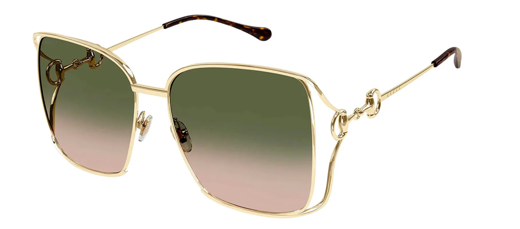Gucci GG 1020S 001 Square Metal Gold Sunglasses with Green Gradient Lens sold by Gaffos