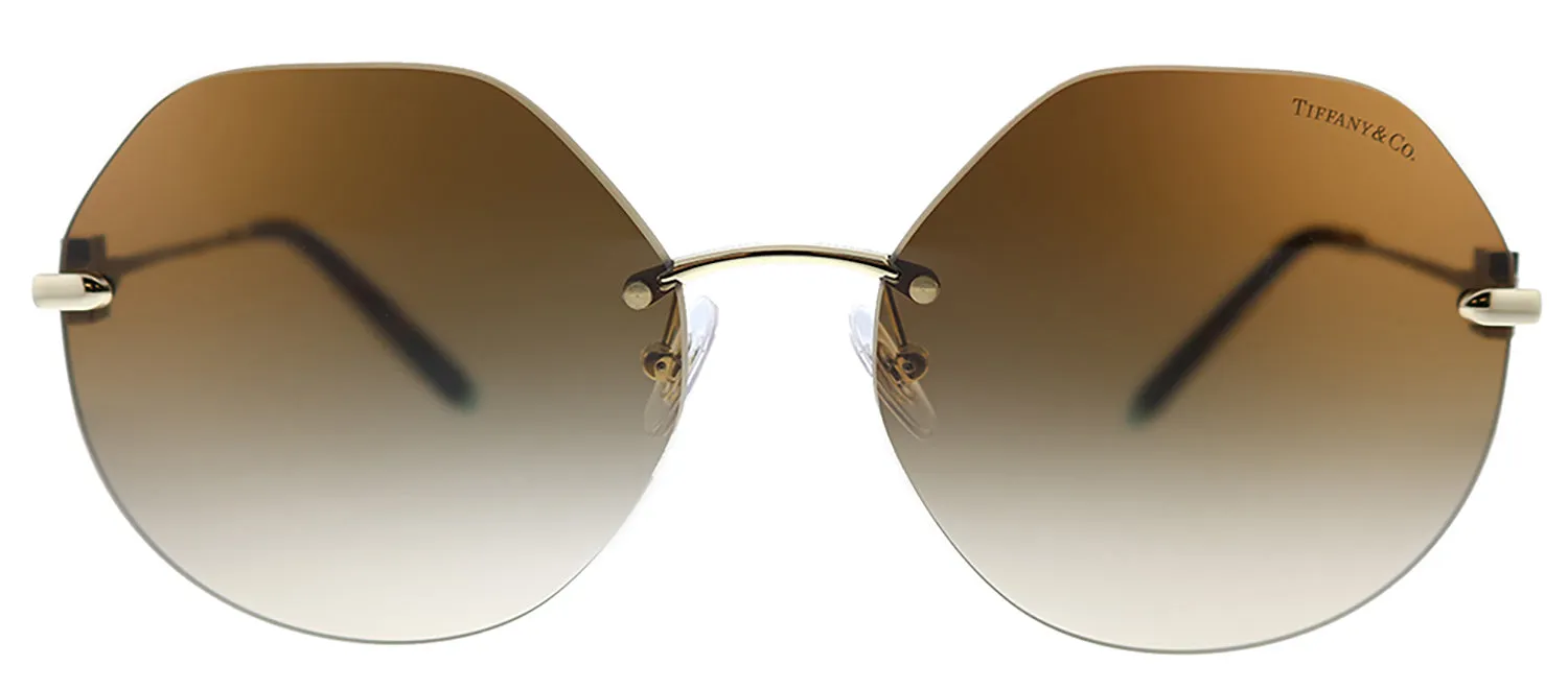 Tiffany & Co. TF 3077 60213B Geometric Metal Gold Sunglasses with Brown Gradient Lens sold by Gaffos