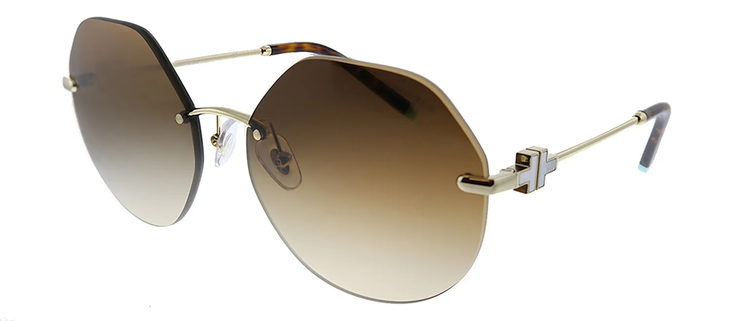 Tiffany & Co. TF 3077 60213B Geometric Metal Gold Sunglasses with Brown Gradient Lens sold by Gaffos product image thumbnail 2