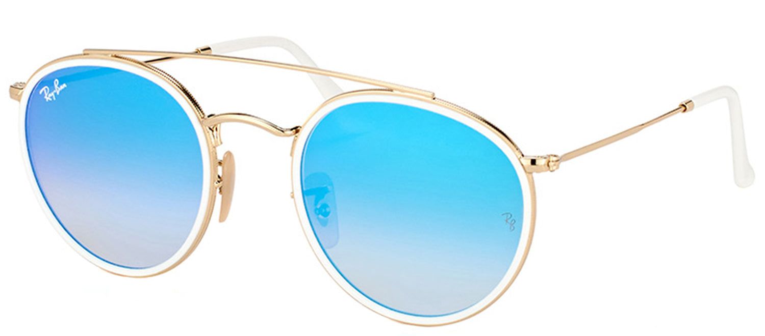 Ray-Ban RB 3647N 001/4O Round Metal Gold Sunglasses with Blue Mirror Lens sold by Gaffos product image thumbnail 2