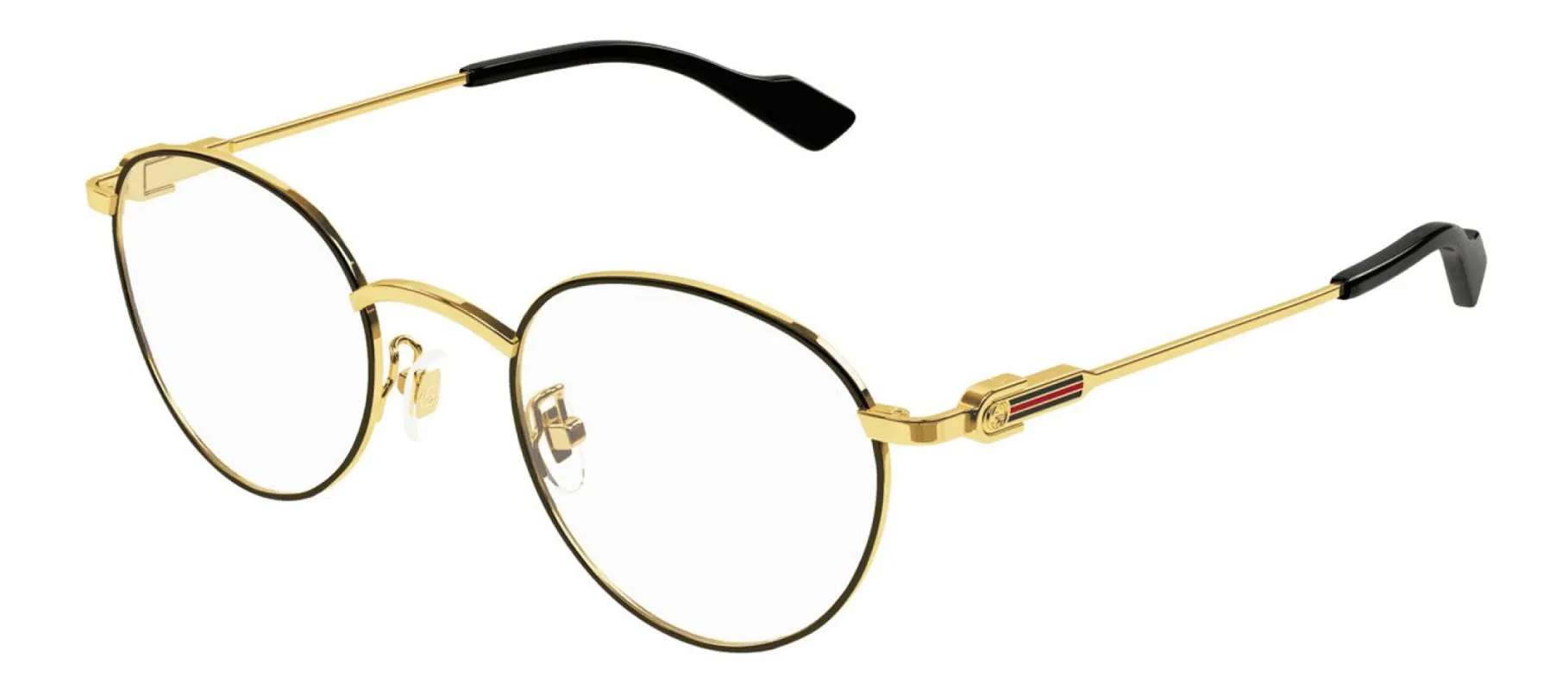 Gucci GG 1222O 001 Round Metal Gold Eyeglasses with Logo Stamped Demo Lenses sold by Gaffos