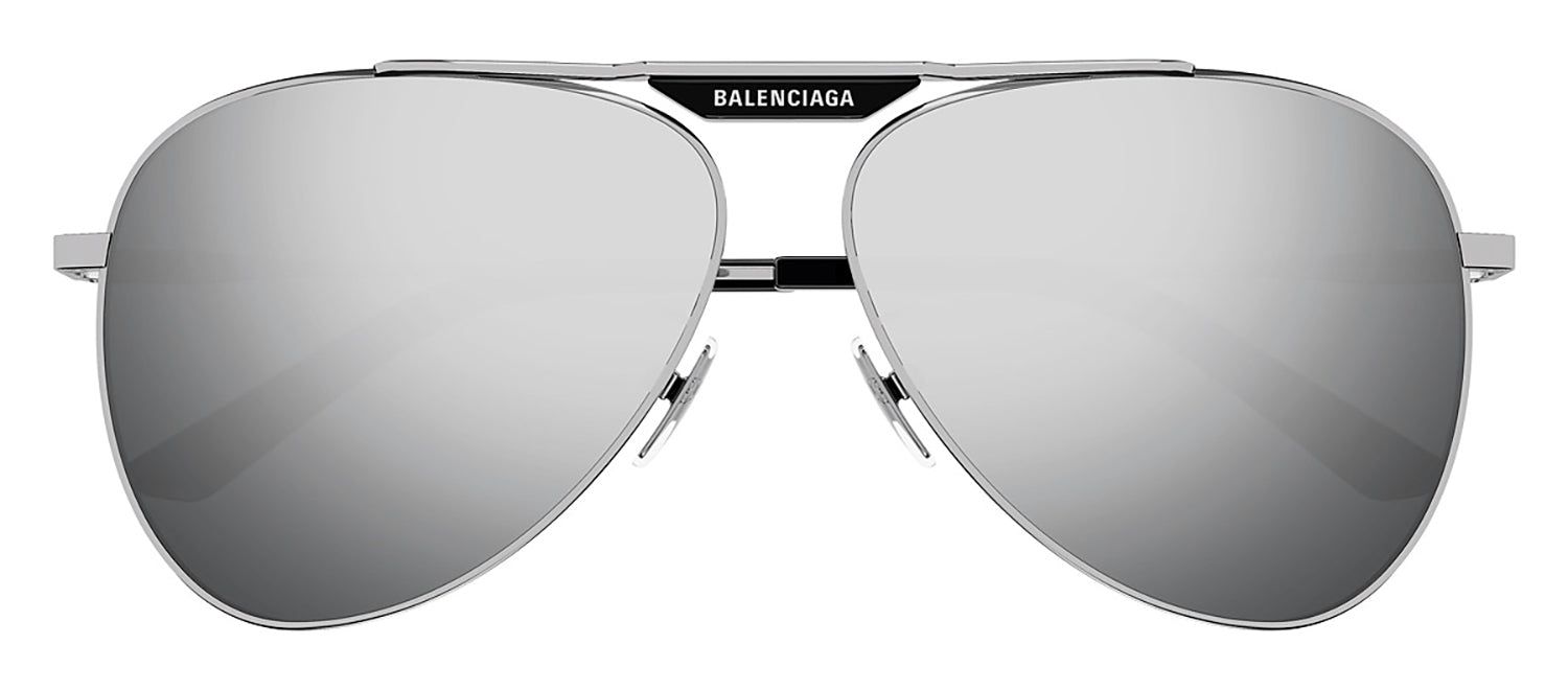 Balenciaga EVERYDAY BB 0244S 002 Aviator Metal Silver Sunglasses with Silver Mirror Lens sold by Gaffos