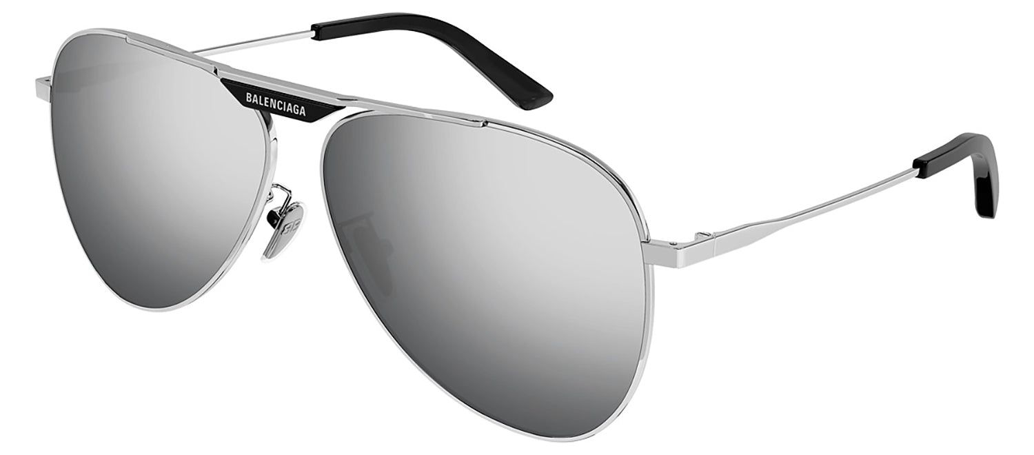 Balenciaga EVERYDAY BB 0244S 002 Aviator Metal Silver Sunglasses with Silver Mirror Lens sold by Gaffos product image thumbnail 2