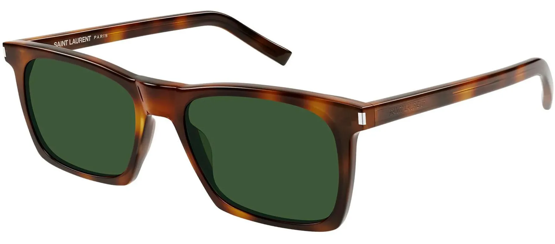 Saint Laurent SL 559S 002 Rectangle Plastic Havana Sunglasses with Green Lens made by Gaffos