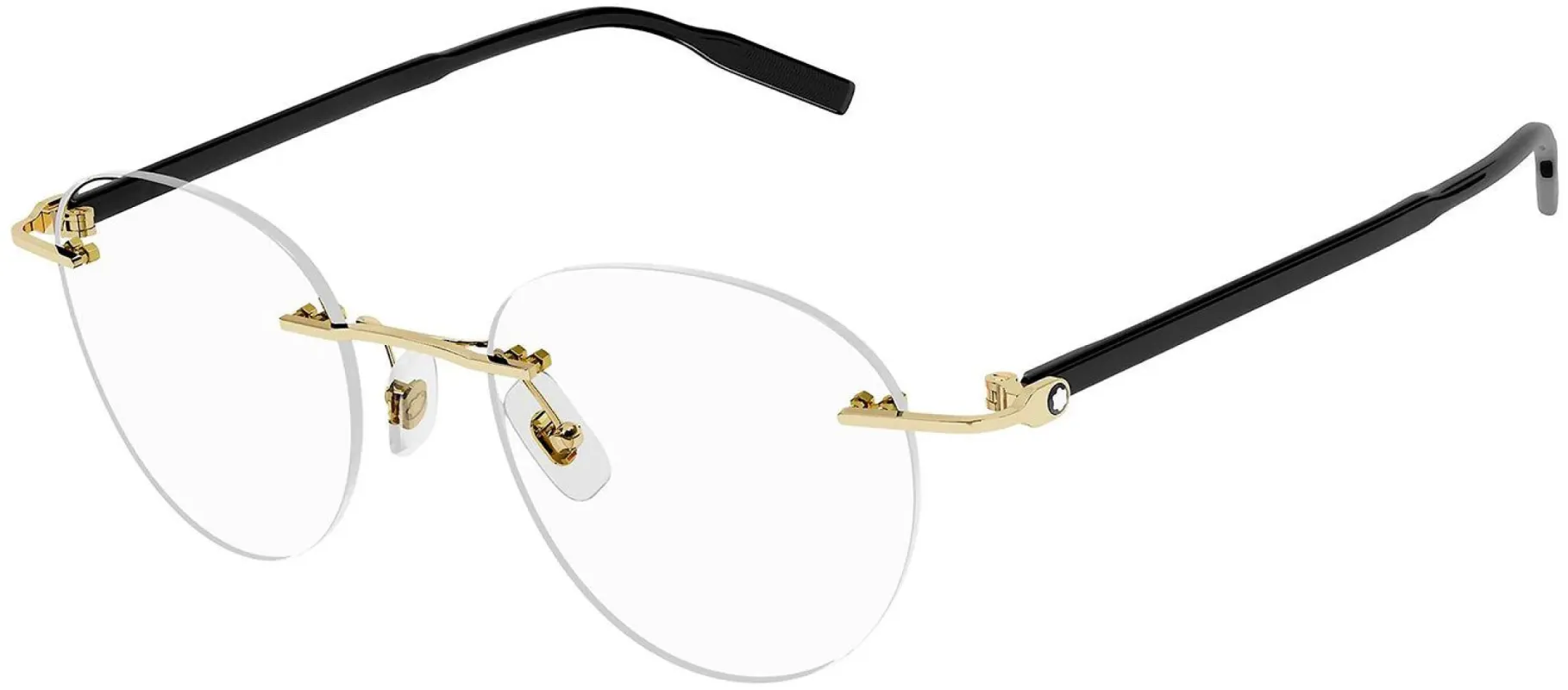 Montblanc MB 0224O 001 Round Metal Gold Eyeglasses with Logo Stamped Demo Lenses made by Gaffos