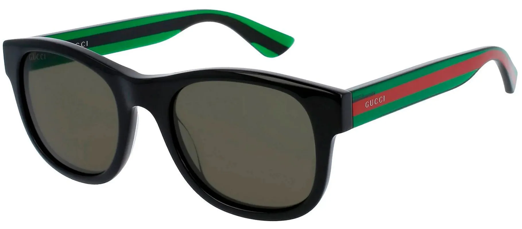 Gucci GG 0003SN 002 Square Plastic Black Sunglasses with Green Lens sold by Gaffos
