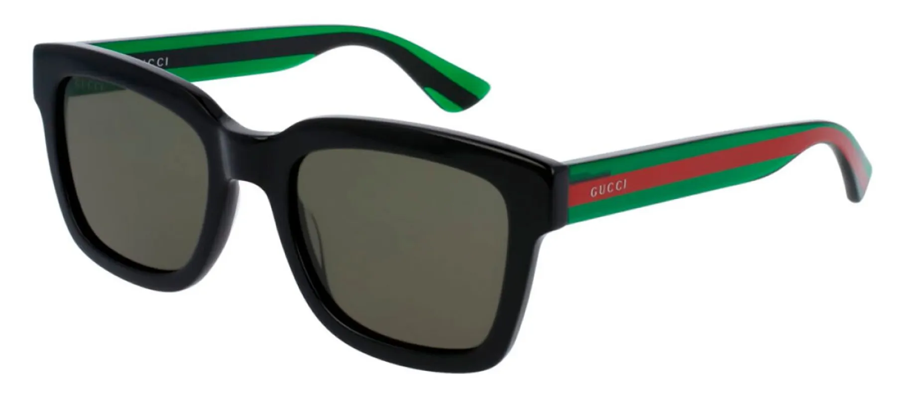 Gucci GG 0001SN 002 Square Plastic Black Sunglasses with Green Lens sold by Gaffos