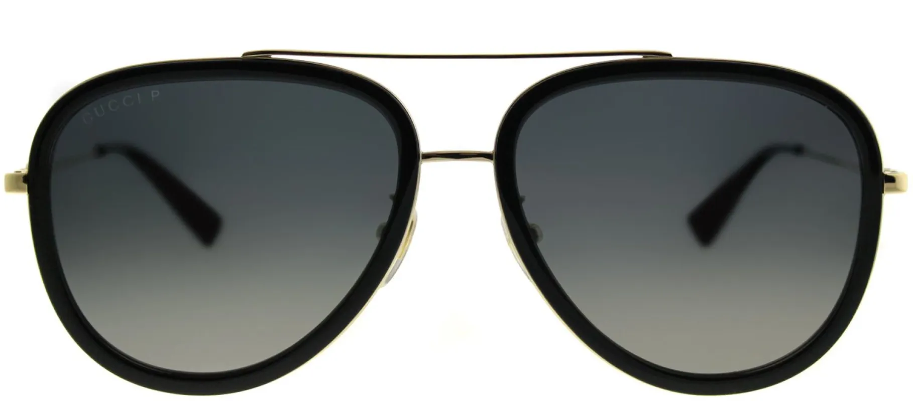 Gucci GG 0062S 011 Aviator Metal Black Sunglasses with Grey Gradient Polarized Lens sold by Gaffos