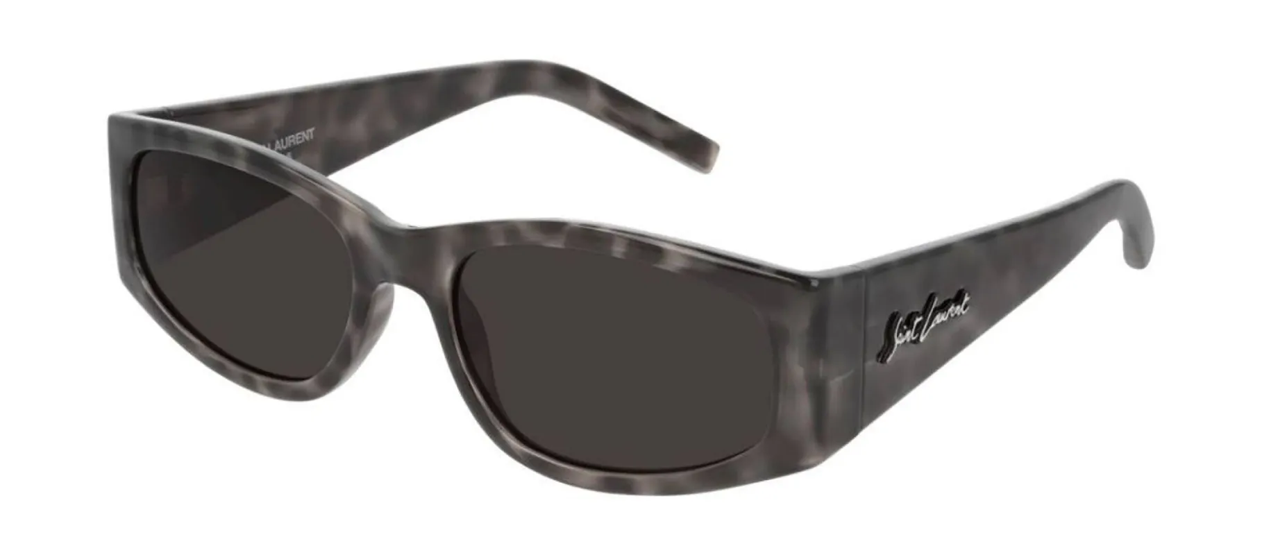 Saint Laurent SL 329 004 Rectangle Plastic Grey Havana Sunglasses with Black Lens sold by Gaffos