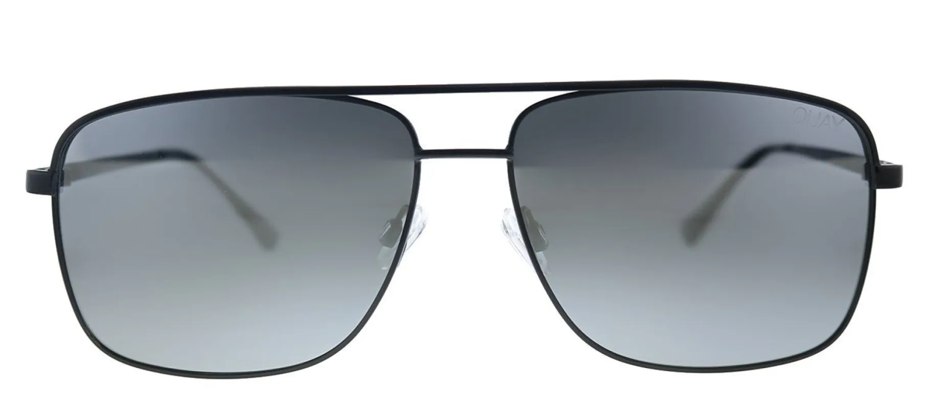 Quay Australia QM PosterBoy BLK/SLV Rectangle Metal Black Sunglasses with Silver Polarized Lens sold by Gaffos
