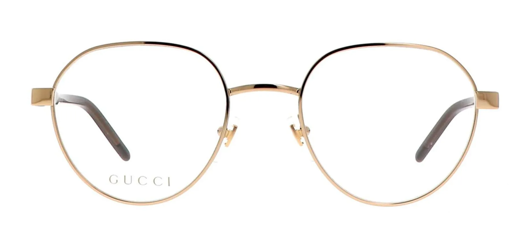Gucci GG 1162O 003 Geometric Metal Gold Eyeglasses with Logo Stamped Demo Lenses sold by Gaffos