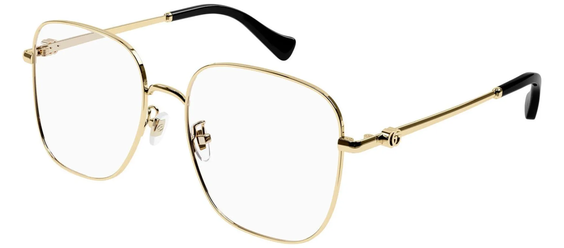 Gucci GG 1144O 001 Square Metal Gold Eyeglasses with Logo Stamped Demo Lenses sold by Gaffos