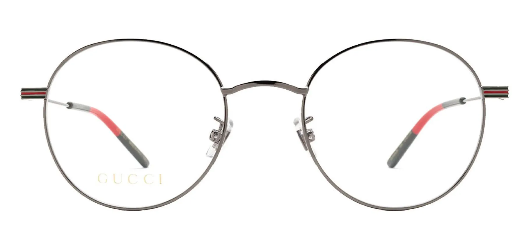 Gucci GG 1054O 004 Round Metal Gunmetal Eyeglasses with Logo Stamped Demo Lenses sold by Gaffos
