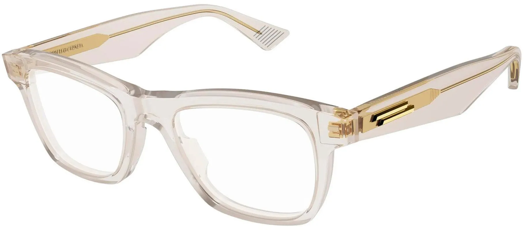 Bottega Veneta BV 1120O 003 Square Plastic Beige Eyeglasses with Logo Stamped Demo Lenses sold by Gaffos