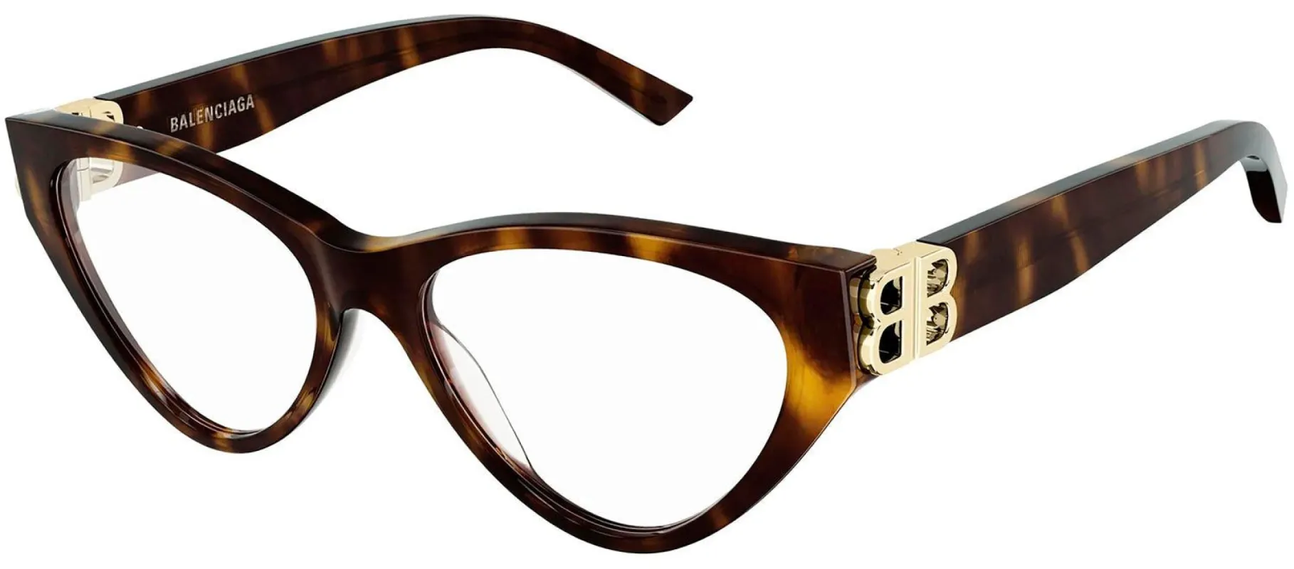 Balenciaga BB 0172O 002 Cat-Eye Plastic Havana Eyeglasses with Logo Stamped Demo Lenses made by Balenciaga
