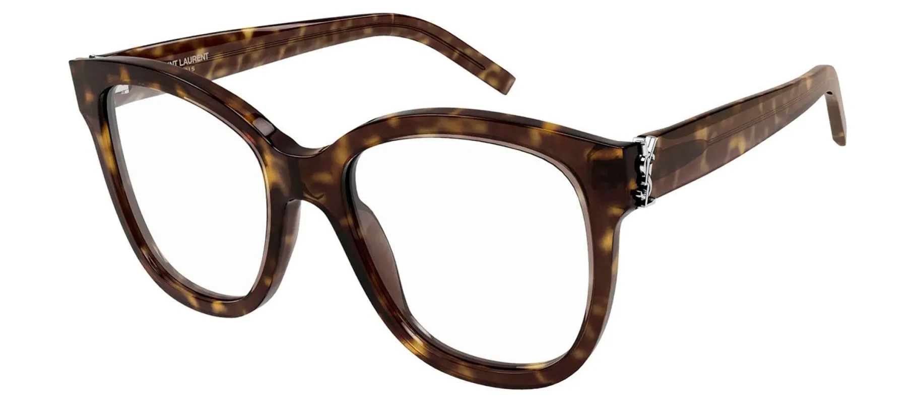 Saint Laurent SL M97O 4 Oversized Plastic Havana Eyeglasses with Logo Stamped Demo Lenses sold by Gaffos