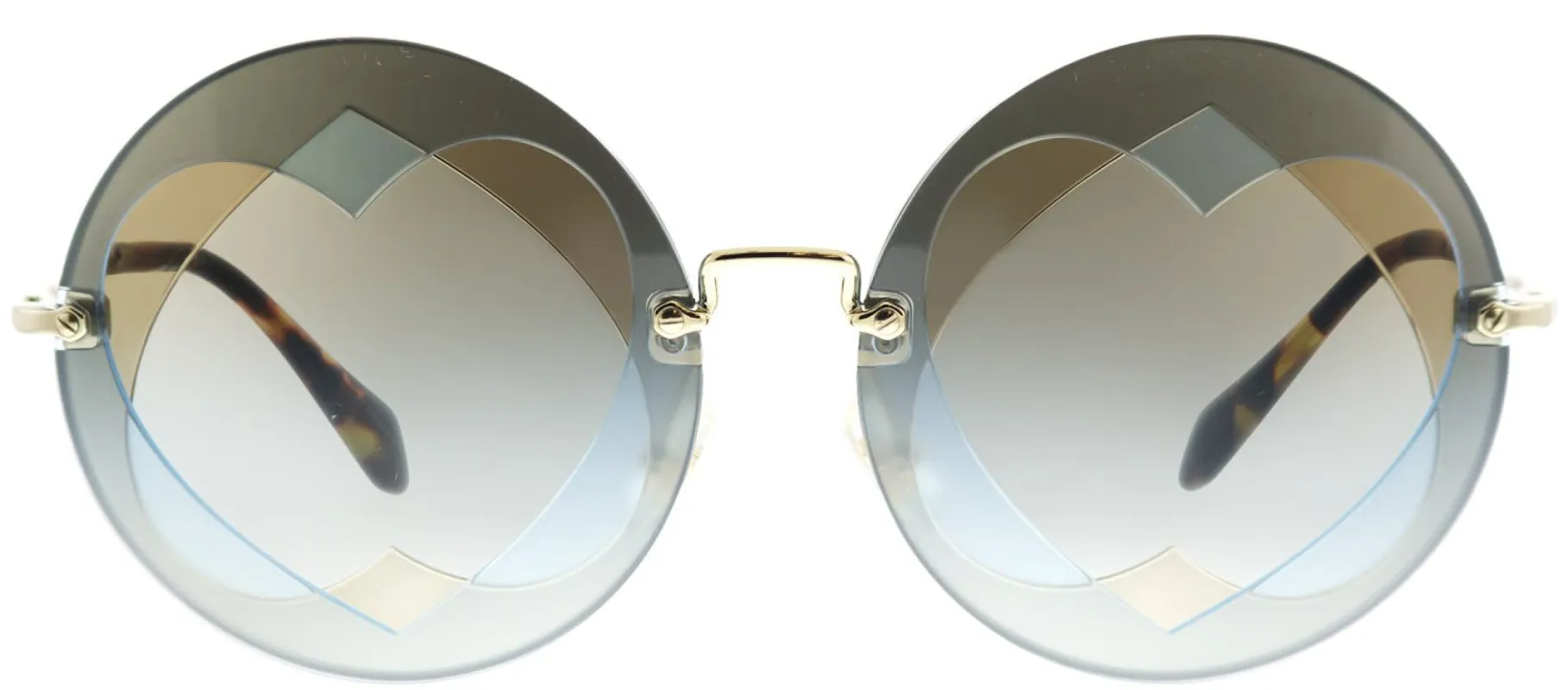 Miu Miu MU 01SS VA00A7 Round Plastic Blue Sunglasses with Grey Gradient Lens sold by Gaffos