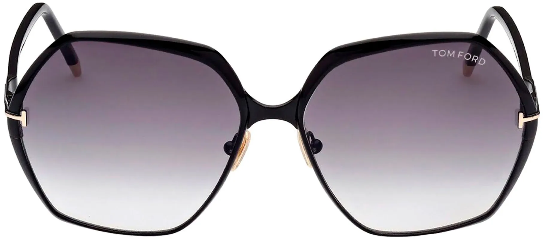 Tom Ford Fonda-02 TF 912 01B Geometric Metal Black Sunglasses with Grey Gradient Lens sold by Gaffos