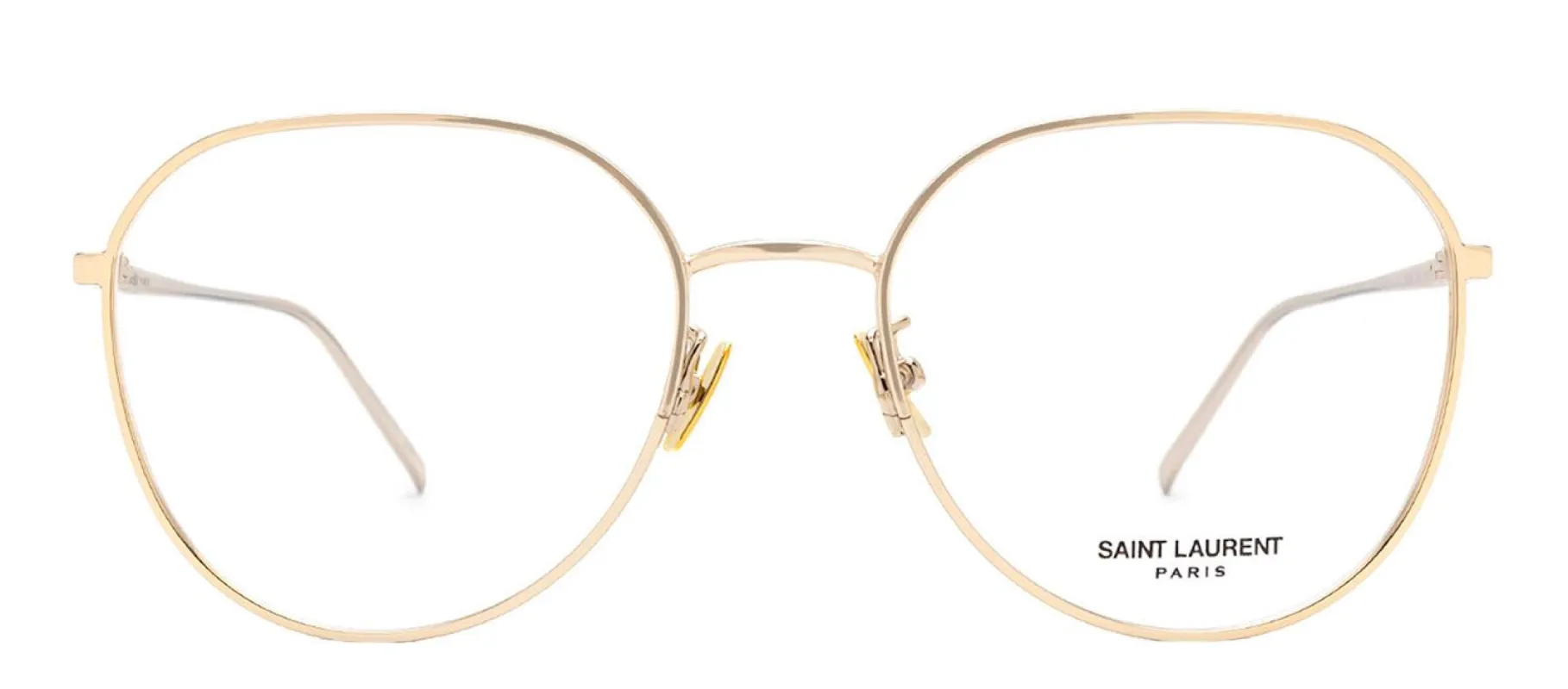 Saint Laurent SL 484O 3 Geometric Metal Gold Eyeglasses with Logo Stamped Demo Lenses sold by Gaffos