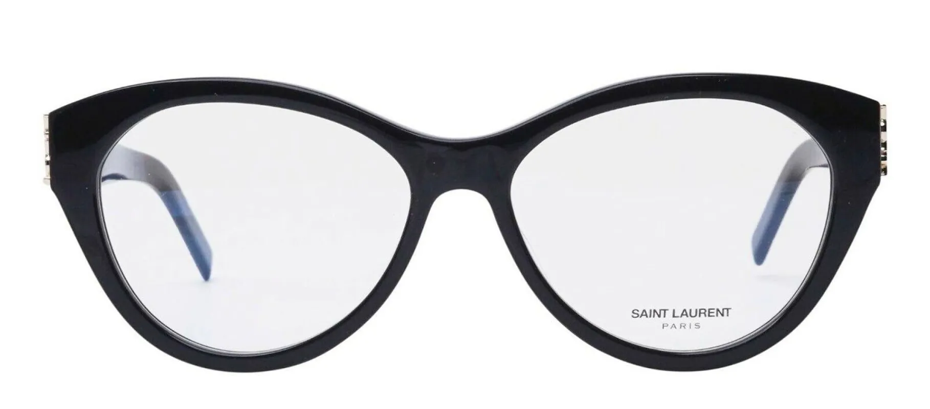 Saint Laurent SL M96O 1 Cat-Eye Plastic Black Eyeglasses with Logo Stamped Demo Lenses sold by Gaffos