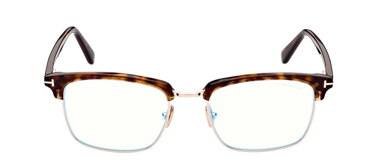 Tom Ford FT 5801-B 052 Square Metal Havana Eyeglasses with Clear Lens sold by Gaffos