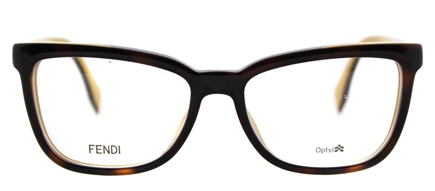 Fendi FF 0122 MFR Rectangle Plastic Tortoise/ Havana Eyeglasses with Demo Lens with Logo Print sold by Gaffos product image thumbnail 2