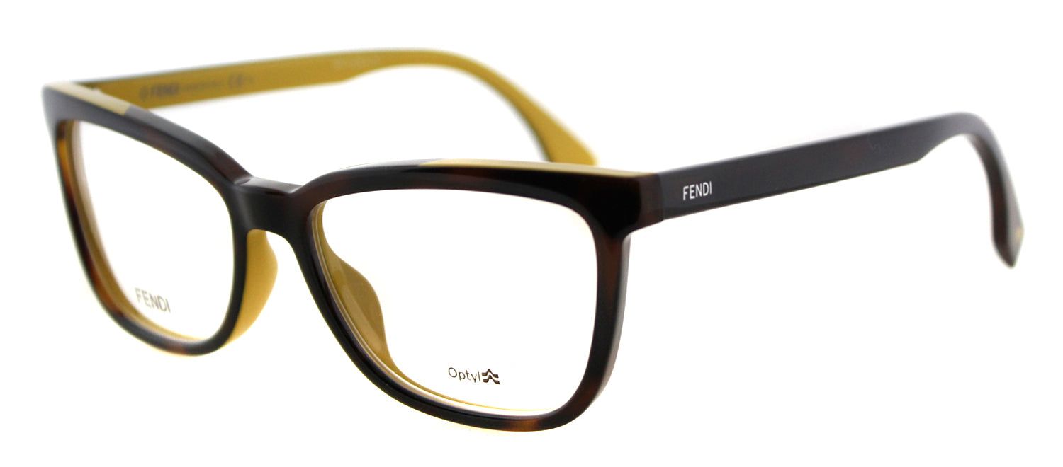 Fendi FF 0122 MFR Rectangle Plastic Tortoise/ Havana Eyeglasses with Demo Lens with Logo Print sold by Gaffos product image thumbnail 3