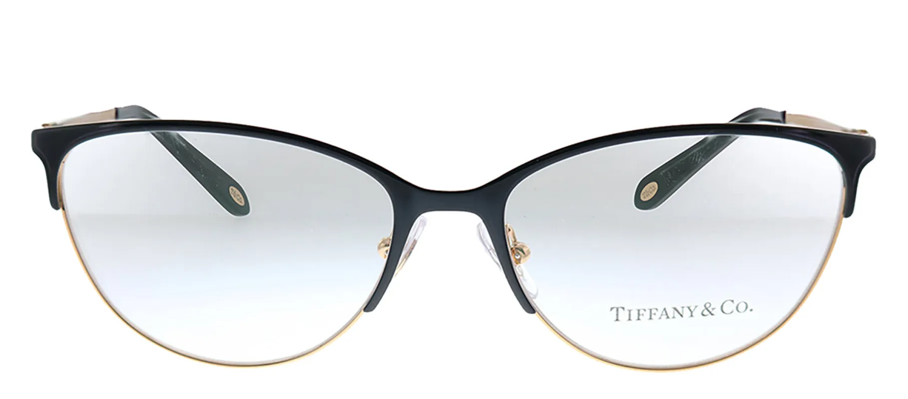 Tiffany & Co. TF 1127 6122 Cat-Eye Metal Black Eyeglasses with Logo Stamped Demo Lenses made by Tiffany & Co.