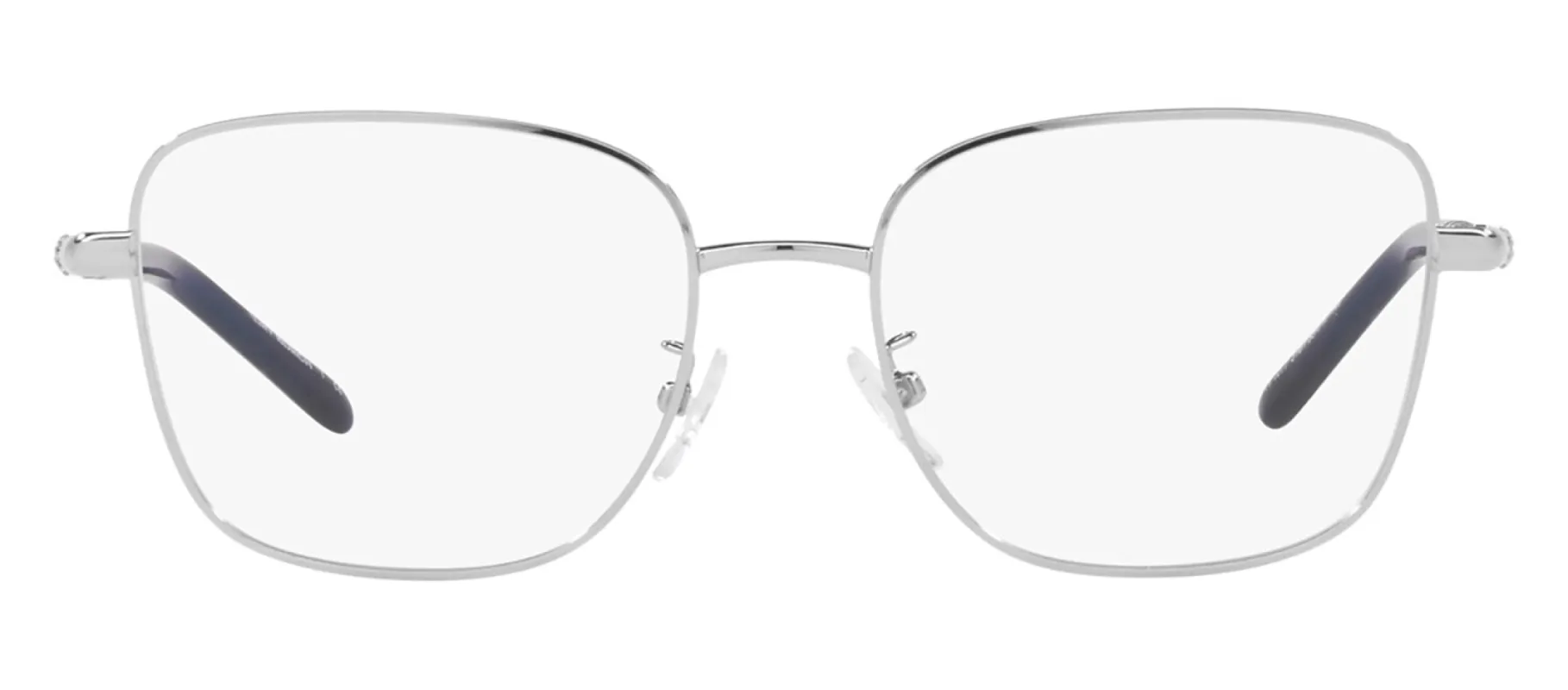 Tory Burch TY 1077 3161 Square Metal Silver Eyeglasses with Logo Stamped Demo Lenses sold by Gaffos