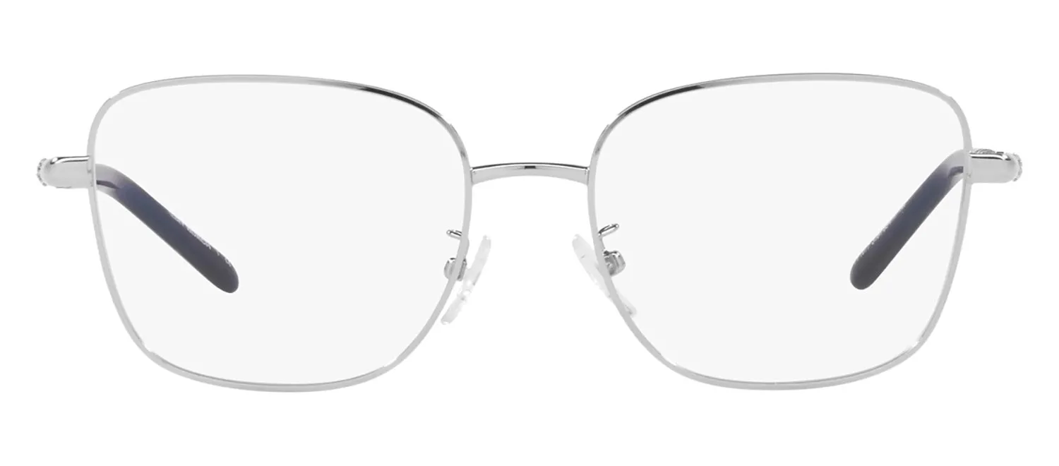 Tory Burch TY 1077 3161 Square Metal Silver Eyeglasses with Logo Stamped Demo Lenses sold by Gaffos