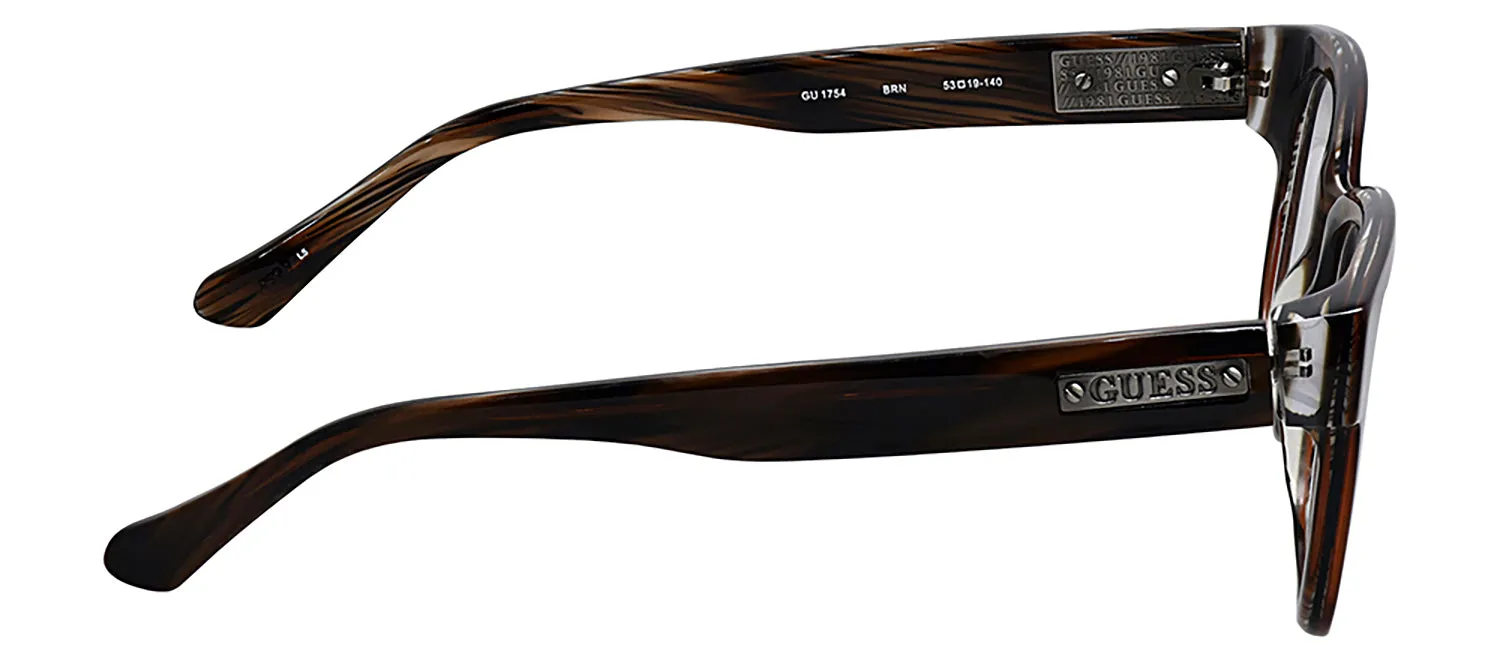 Guess GU 1754 BRN Round Plastic Brown Eyeglasses with Logo Stamped Demo Lenses sold by Gaffos product image thumbnail 3