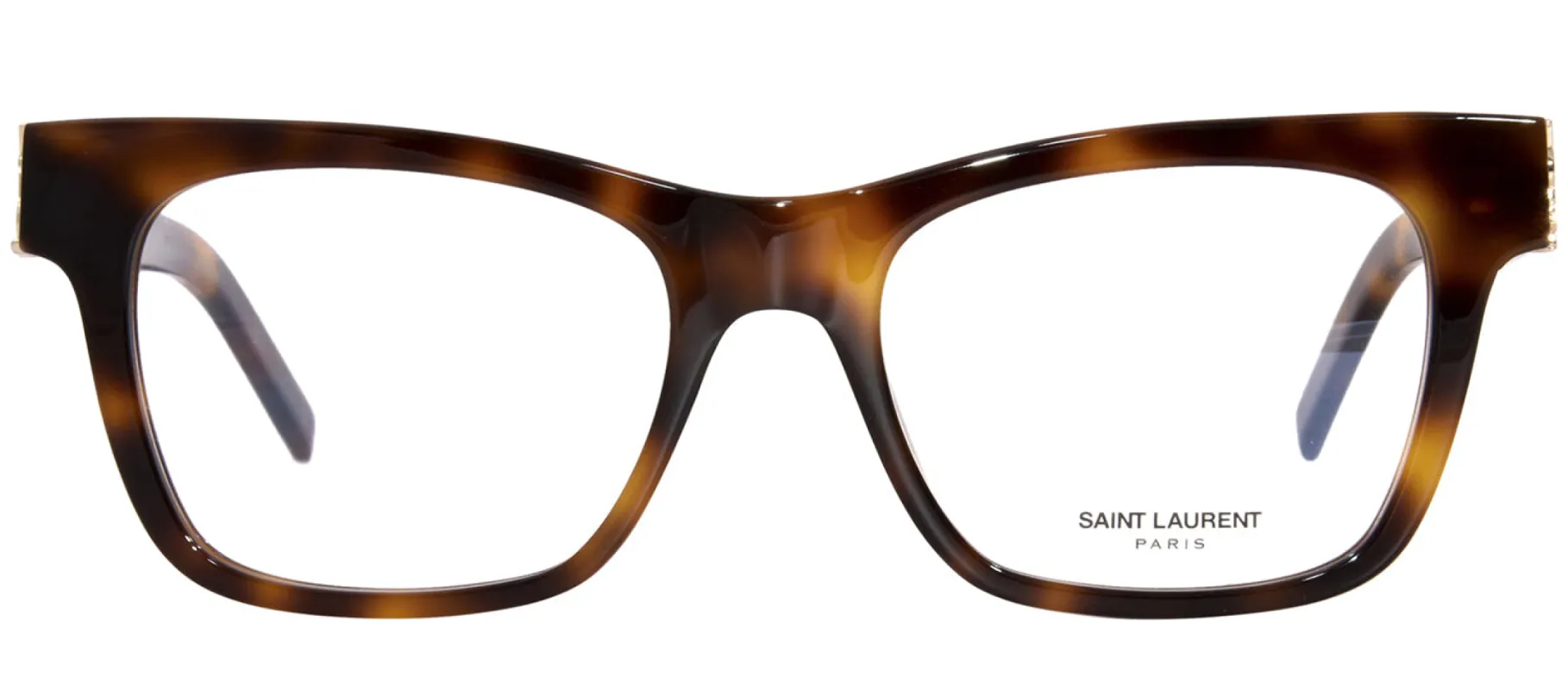 Saint Laurent MONOGRAM SL M118O 002 Square Plastic Havana Eyeglasses with Logo Stamped Demo Lenses sold by Gaffos
