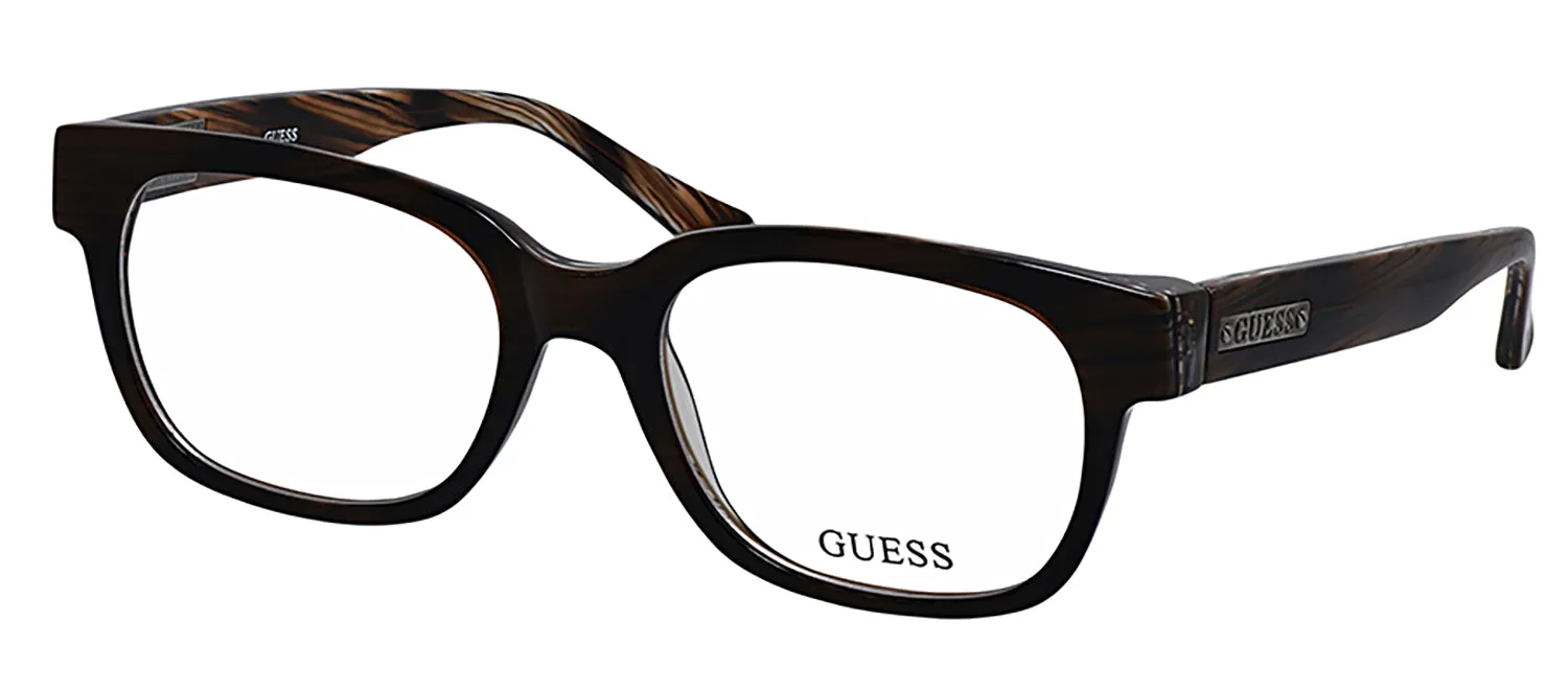 Guess GU 1754 BRN Round Plastic Brown Eyeglasses with Logo Stamped Demo Lenses sold by Gaffos product image thumbnail 2