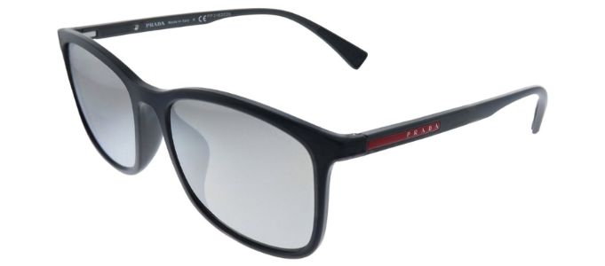 Prada Linea Rossa PS 01TSF DG02B0 Rectangle Plastic Black Sunglasses with Grey Mirror Lens sold by Gaffos