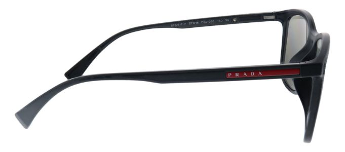 Prada Linea Rossa PS 01TSF DG02B0 Rectangle Plastic Black Sunglasses with Grey Mirror Lens sold by Gaffos
