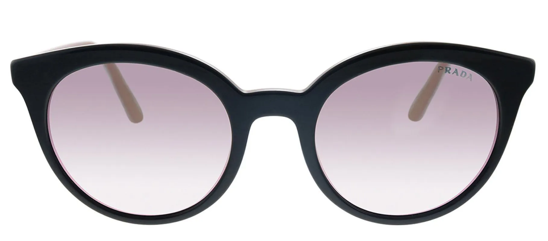 Prada PR 02XS 541726 Round Plastic Black Sunglasses with Pink Mirror Lens sold by Gaffos