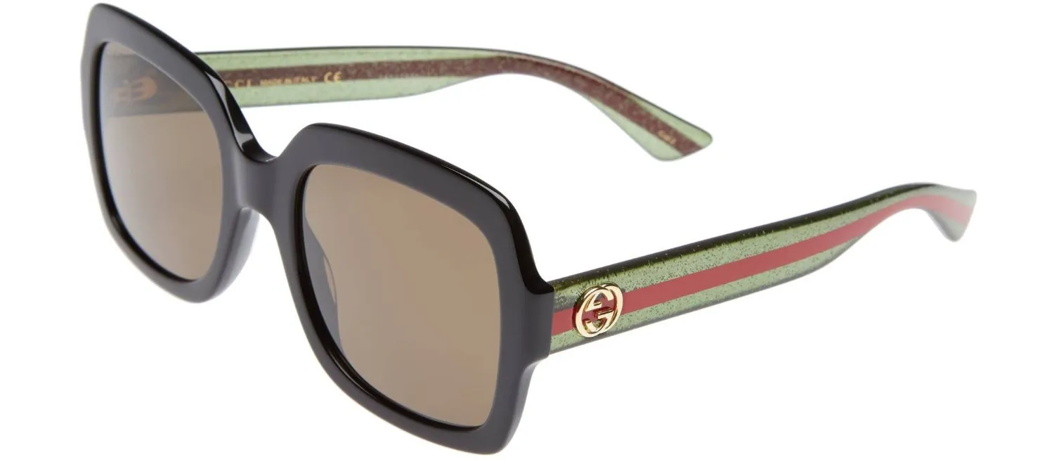 Gucci GG 0036SN 002 Square Acetate Black Sunglasses with Brown Lens sold by Gaffos