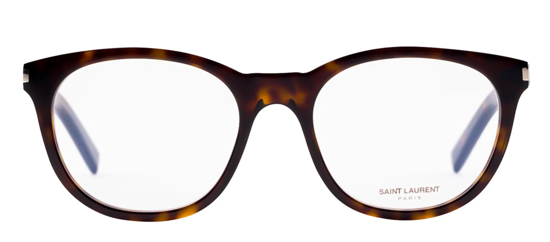 Saint Laurent SL 471O 2 Round Plastic Havana Eyeglasses with Logo Stamped Demo Lenses sold by Gaffos