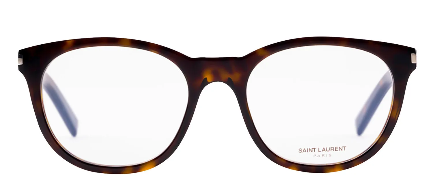 Saint Laurent SL 471O 2 Round Plastic Havana Eyeglasses with Logo Stamped Demo Lenses sold by Gaffos
